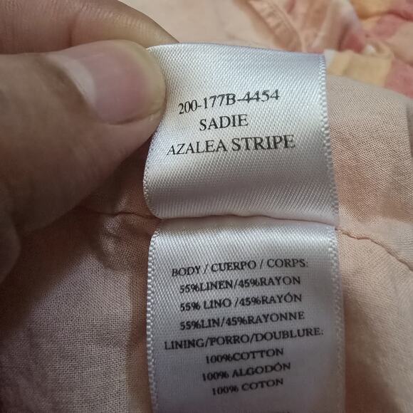 Rails Women's Sz Large Sadie Stripe Linen Dress Babydoll Tier Y2k Beach Smocked - Picture 6 of 7